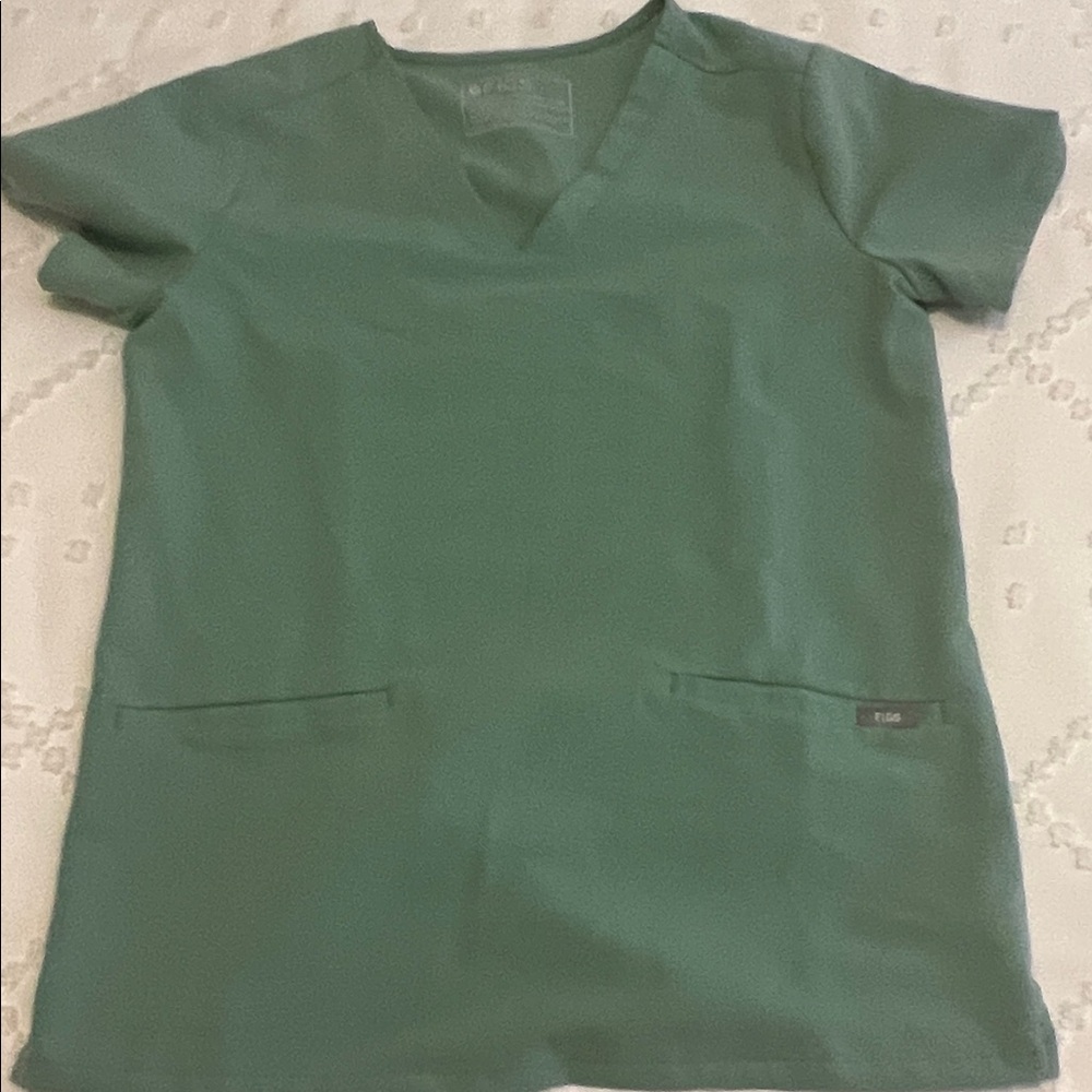 Figs Sage Green Scrub Top with Pockets
